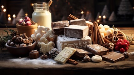 Fototapeta premium assortment of nougats and traditional Christmas sweets