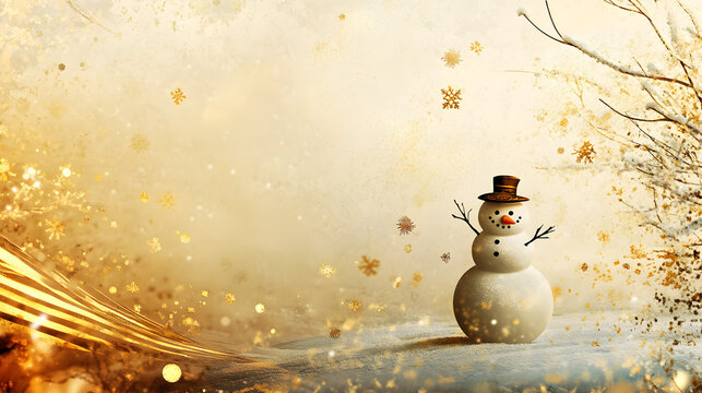 un fondo de navidad con un mu&ntilde;eco de nieve con espacio de copia para invitacion o tarjeta navide&ntilde;a