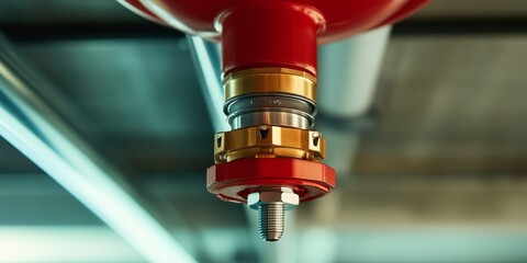 Fire sprinkler nozzle installed on the ceiling for an automatic fast response fire protection system, ensuring safety and quick action in emergency situations with effective fire sprinkler solutions.