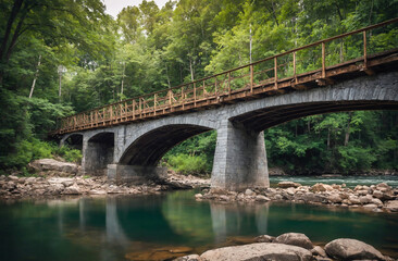 bridge half-built over a river, representing progress and challenges