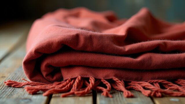 Authentic original pashmina shawl folded neatly on a wooden surface, highlighting its premium craftsmanship.