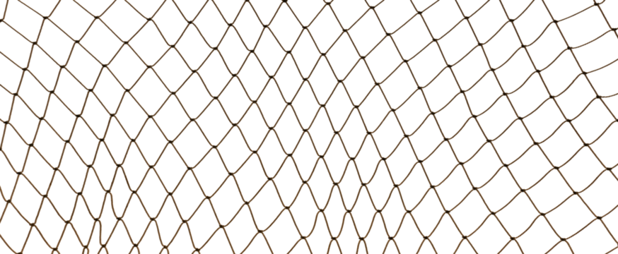 Football or tennis net. Rope mesh on a white background close-up