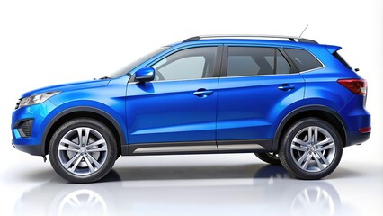 Naklejka premium Blank canvas: white. Blue SUV for your brand.