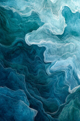 Obraz premium Fluid, layered shades of blue and teal create a hypnotic abstract design