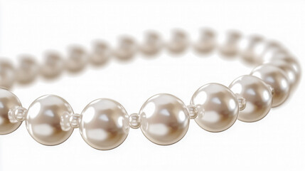 Obraz premium Close-up view of glossy, round pearls strung together, showcasing their smooth surface and luxurious appearance