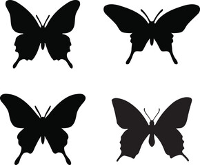 Flat Design of Butterfly Silhouette Set 