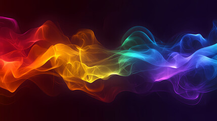 Fototapeta premium Swirling clouds of multicolored smoke in a gradient of rainbow hues. Rainbow Smoke Clouds. Illustration