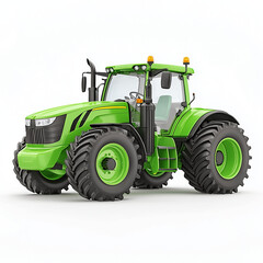 Obraz premium Green Farm Tractor Isolated on White Background