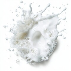 White soap foam splashes, cut out isolated on white a background
