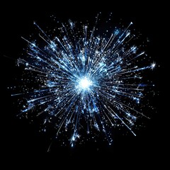 Obraz premium blue and white fireworks on isolated black background