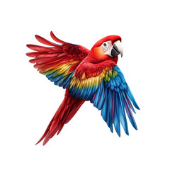Obraz premium Scarlet Macaw in Flight Vibrant Tropical Bird Artwork