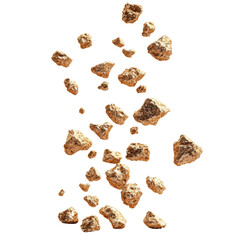 Obraz premium Close-up of copper nuggets isolated on white background.