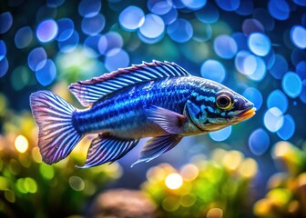 Fototapeta premium Cobalt Zebra Fish Underwater Long Exposure