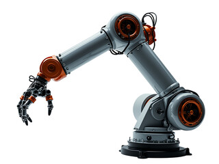Industrial robot arm on transparent background
