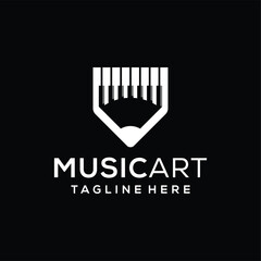 piano and pencil music art design logo