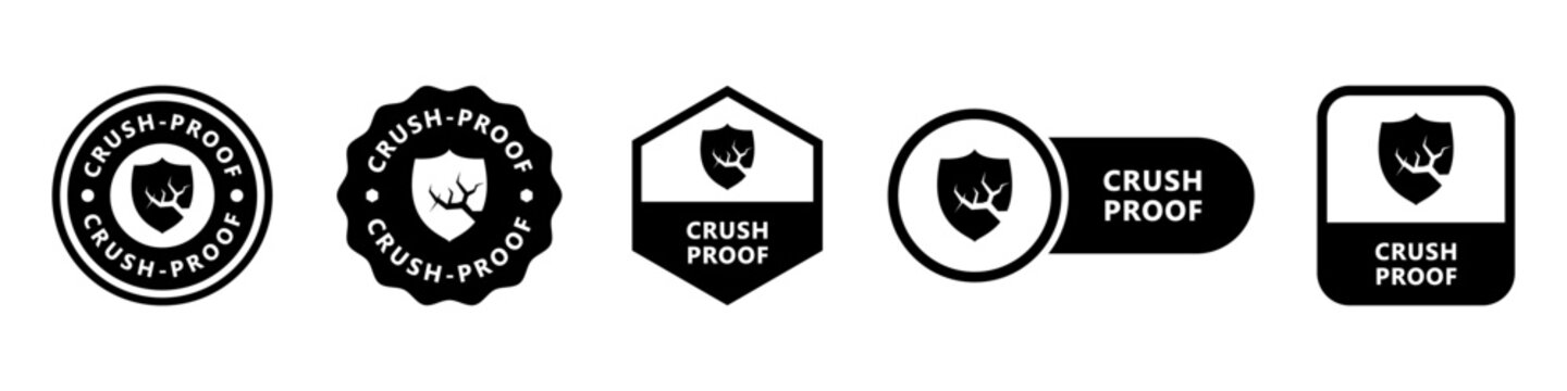 Crush Proof - vector signs for protective cover labeling.