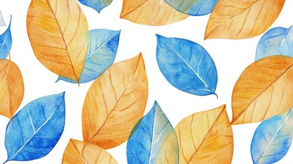 Obraz premium seamless pattern with watercolor tropical leaves cartoon drawing pattern