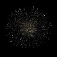 Obraz premium golden fireworks on isolated black background, New Year's or festive celebrations, fireworks