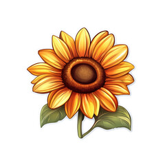 Fototapeta premium Vibrant Sunflower Illustration A Detailed Botanical Artwork