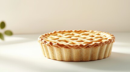 Golden Crust Apple Pie: A rustic, golden-brown apple pie, freshly baked, sits on a table, ready to be enjoyed.  The subtle lighting and simple background highlight the pie's delicious appeal. 