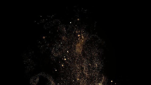 Golden color glitter particles falling with a shining  down overlay effect on Alpha Channel - Powered by Adobe