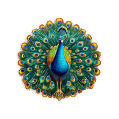 Majestic Peacock with Full Plumage Display - Vibrant Digital Art