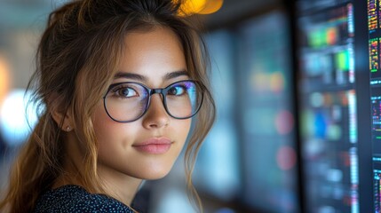 Female engineer tests failover systems in a modern workspace during the day