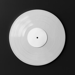 White Disc. Vintage Vinyl Record Label Sticker Template on Black Background