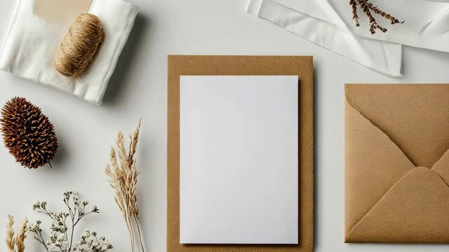 Stationery Flatlay Invitation Card Mockup Video