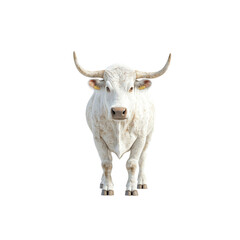 Naklejka premium Majestic White Bull Facing the Camera