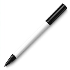 A black and white pen designed for writing.