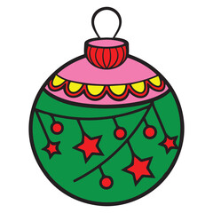 Christmas ornament clip art design on plain white transparent isolated background for card, shirt, hoodie, sweatshirt, apparel, card, tag, mug, icon, poster or badge