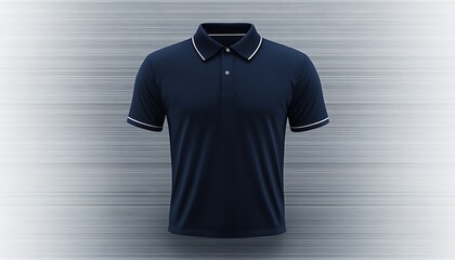 Classic navy-blue polo T-shirt vector mockup isolated on a silver background