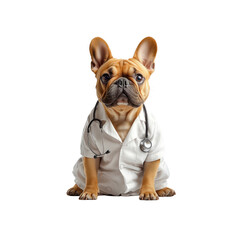 Adorable French Bulldog Dressed as a Veterinarian with Stethoscope