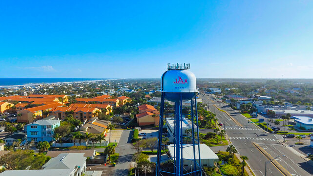 Jax Beach Water Tower at Jacksonville Flordia - JACKSONVILLE, FLORIDA USA - OCTOBER 29, 2024