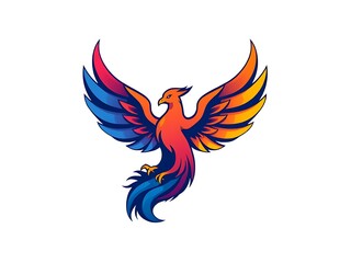 Obraz premium Majestic Rainbow Phoenix: A Vibrant Vector Illustration. AI Generated