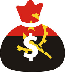 Angola Flag on Money bag icon