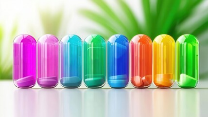 Colorful medication capsules in various shades, perfect for health and wellness concepts.