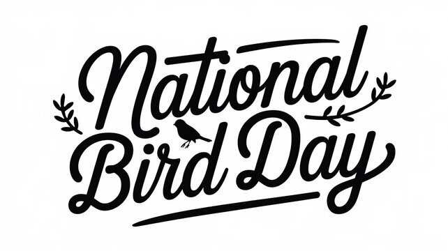 National Bird Day lettering and decorative elements with bird silhouette banner, calligraphy poster, generative AI