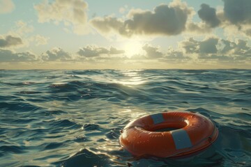 Obraz premium Safety equipment life buyo rescue floating on water