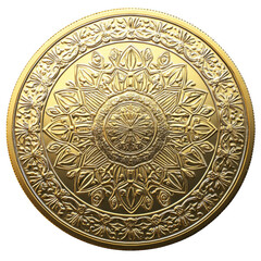 Naklejka premium Ornate Golden Medallion isolated on transparent PNG, Ai generated images