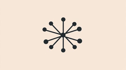 Fototapeta premium A simple black and white illustration of a starburst shape with ten points, on a pale peach background.