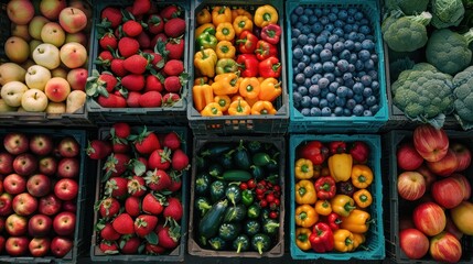 Colorful Fresh Produce Display at a Local Farmer's Market