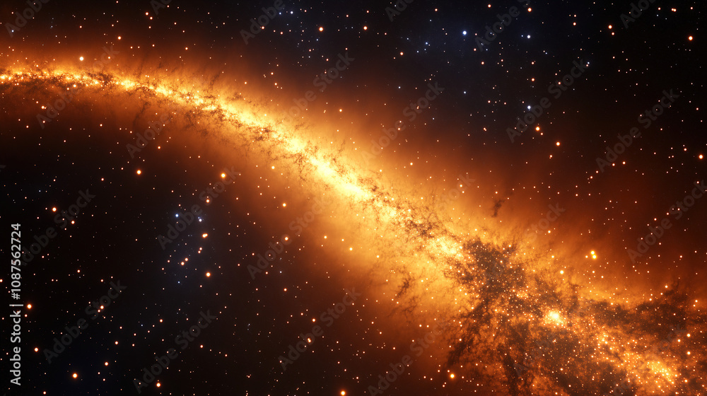 Poster stunning view of a glowing spiral galaxy in deep space illuminated by vibrant star formations and co