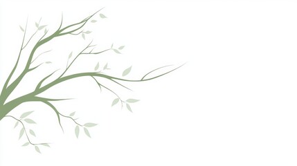 A stylized green tree branch with leaves against a white background.