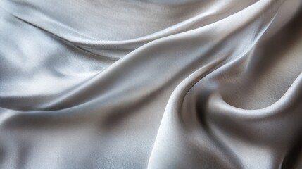 Close-up of soft, white, flowing silk fabric with elegant folds and wrinkles.