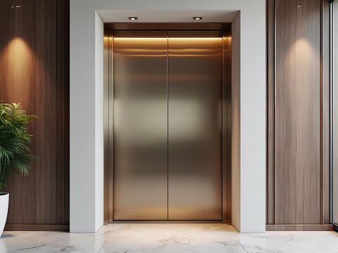Interior design of a luxury and elegant elevator in an expansive apartment building 