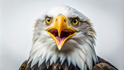 Obraz premium Funny Bald Eagle Silhouette Isolated on White Background for Humorous Wildlife Imagery