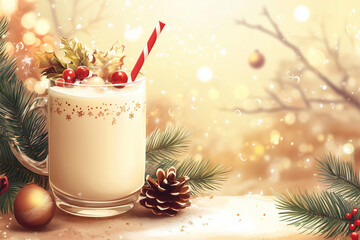 National Eggnog Day. December 24. Holiday illustration.