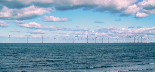 Offshore Wind Turbine in a Windfarm under construction off the England Coast